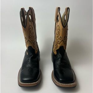 Smoky Mountain Boys  Western Boot Square Toe Leather Black/Tan size 1